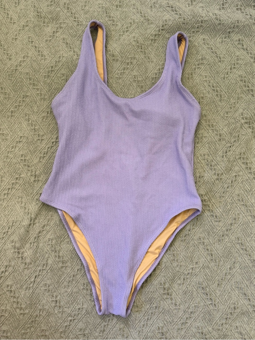 Lilac Textured Cotton On One-Piece Swimsuit